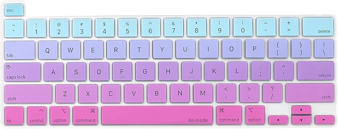 Allinside Keyboard Cover Skin for 2020 MacBook Pro 13 inch A2338 M1 A2251 A2289 and 2019 MacBook Pro 16 inch A2141 with Touch Bar & Touch ID, Ombre Blue Pink