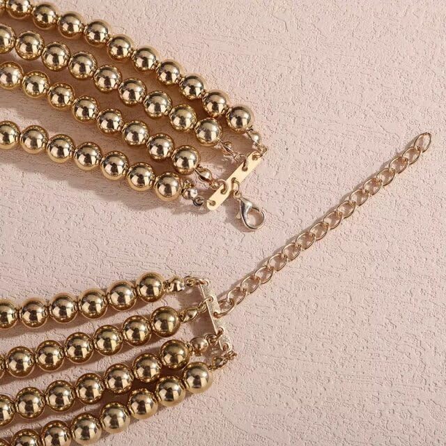 4 Tier Boho Women Multilayer 1920s Necklace Chunky Dainty Beads Layered Choker Necklaces Handmade Beads Fashion Chunky Pendant Multilayer Adjustable Layering Chain Necklaces for Women