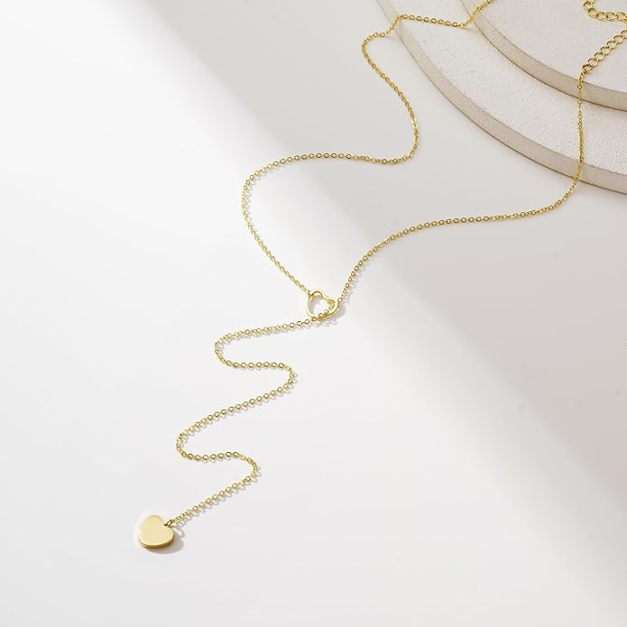 Yoosteel Long 14K-Gold-Plated Necklace for Women - Valentines Gifts Dainty Y-Shaped Necklaces Lariat Drop Chain Simple Jewelry Trendy Gift for Women
