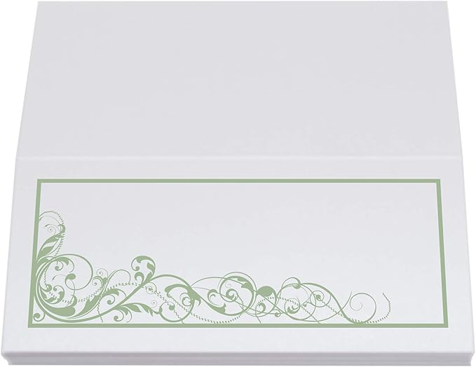 Scribble Vintage Swirl Place Cards, Sage (Choose Color), Set of 150, Pre-cut and Scored - Wedding, Party, Dinner, and Special Events - Made in the USA
