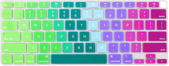 Allinside Silicone Keyboard Cover for New MacBook Air 13 inch A2179 Released in 2020 with Touch ID and Retina Display US Version, Rainbow