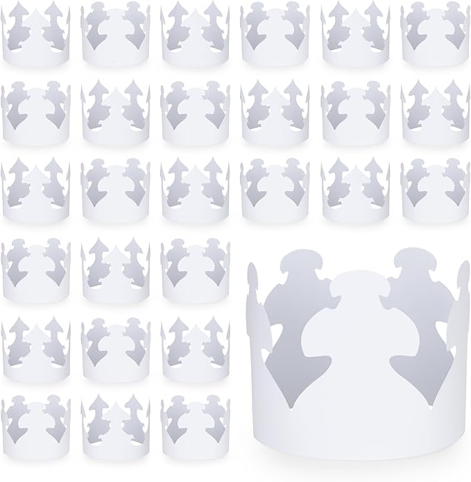 Hygloss White Paper Crowns 24 Pack - Paper Crowns for Kids to Decorate - Craft Activity - Blank Crown for Adults - Perfect for Parties, Celebrations - DIY Crown Crafts