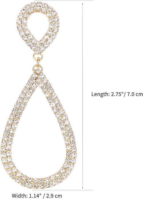 Rhinestone Teardrop Dangle Earrings Sparkly Wedding Jewelry