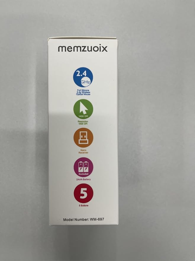 memzuoix 2.4G Wireless Mouse, 1400 DPI Computer Mice USB Receiver, Portable Wireless USB Mouse Battery Powered Cordless Mice for Laptop, PC, Desktop, 5 Buttons (Dark Green)