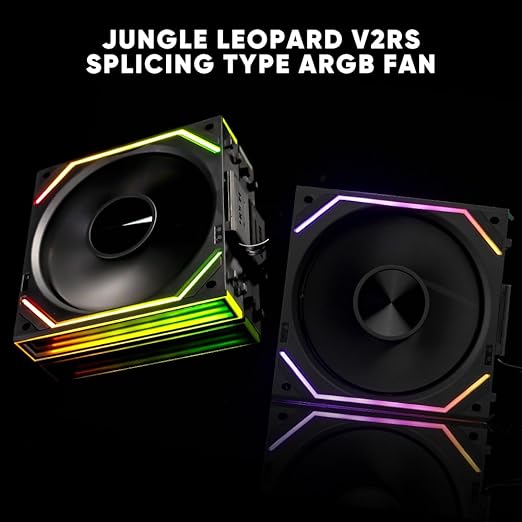 Jungle Leopard Interstellar V2 RS 120mm PC Reverse Blade Case Fan Infinity Mirror Module Daisy-Chain ARGB Fan Triple Pack Suitable Computer Cooling Fans 360mm AIO Cooler(Black-3Pack)