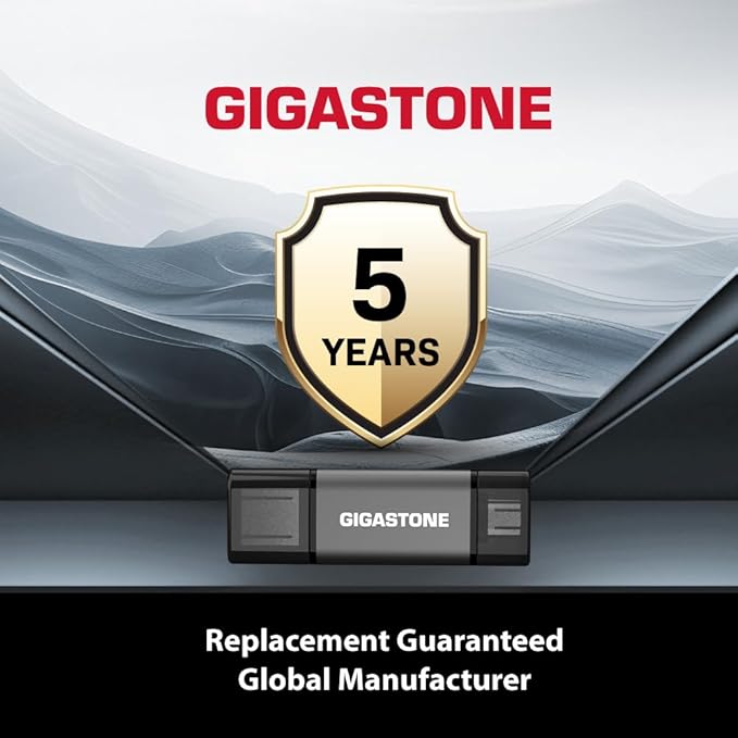 GIGASTONE 256GB Dual Flash Drive (2 Pack) Z40 USB 3.2 Gen 1, 2-in-1 Type-A & Type-C, 100MB/s Ultra Fast, Head Cap Design, Plug & Play for Smartphone/PC/Mac/TV/Car Audio, USB 2.0/3.0/3.1 Compatible