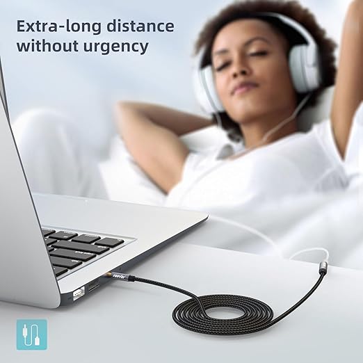 FONVOi15FT 3.5mm Aux Jack Audio Extension Cable,Male to Female,TRS Headphone Extension Cable Compatible with Heaphone, MP3 Players iPhone iPad Tablets Media Player