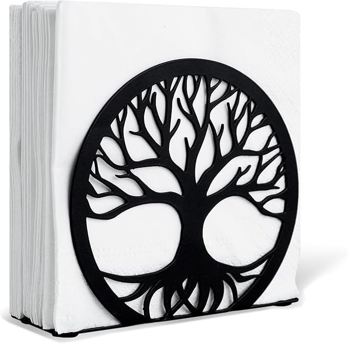 Napkin Holder for Table, Standing Napkin Dispenser Outdoor Farmhouse Black Cocktail Napkin Holders for Kitchen Coffee Shop Dining Room (4.7"x 1.6"x 4")