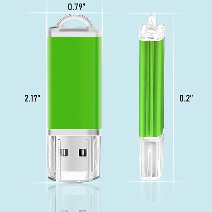 Memorias USB 8GB Flash Drive 50 Pack, USB 2.0 Thumb Drives Bulk Memory Sticks 8GB FAT32 USB Flash Drives Bulk Jump Drives Multipack Pack of 50 with Lanyard(Green 50 Packs 8 GB)