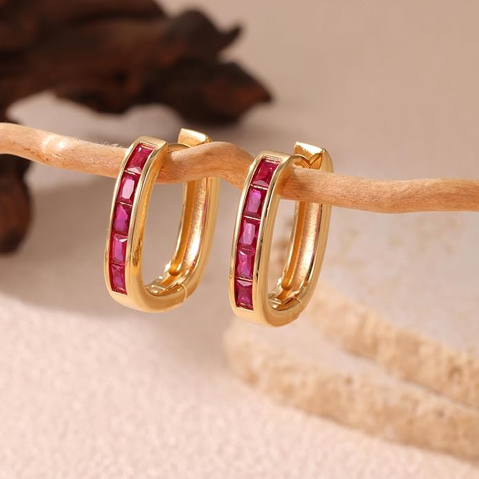Trendy CZ Gold/Silver Hoop Earrings for Women Square Hypoallergenic chunky gold Hoop Earrings Geometric Minimalist Rectangle Hoops