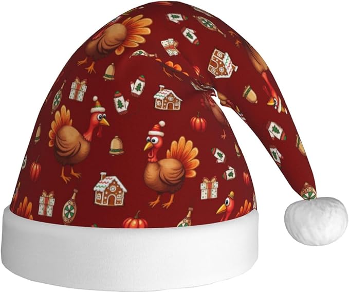 Christmas Santa Hat for Adults,Holiday Unisex Xmas Hat for New Year Party Headwear