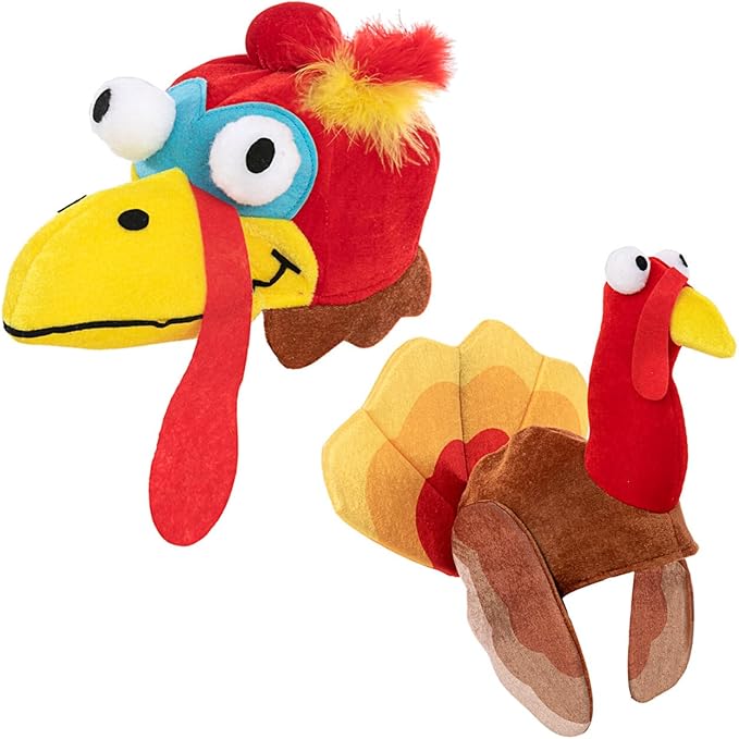 JOYIN 2 PCS Silly Thanksgiving Turkey Cap, Novelty Hats for Thanksgiving Night Event Dress-up Party, Costume Hats for Role Play Carnival Cosplay, Decoration & Accessories