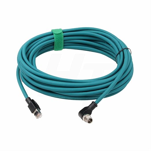 M12 GigE Ethernet 8 Pin X-Code RJ45 Cable CAT7e for Cognex Basler Baumer Sick Keyence Datalogic Microscan Vision Camera Sensor Reader, Right Angle 90-Degree (20m)
