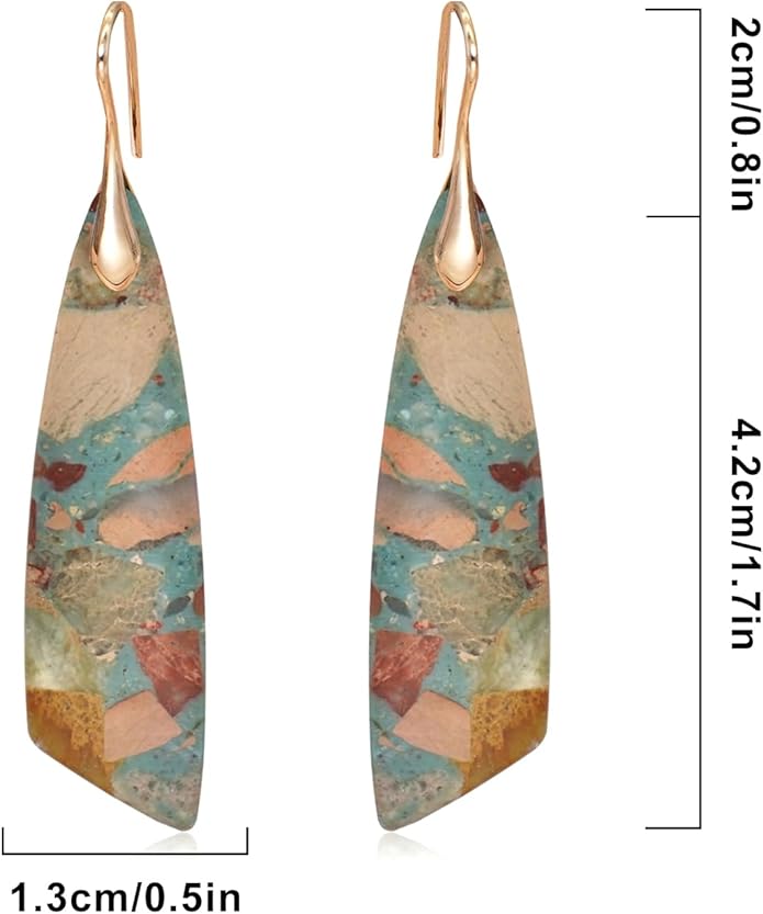 Natural Stone Earrings for Women Boho Triangles Dangle Drop Earrings