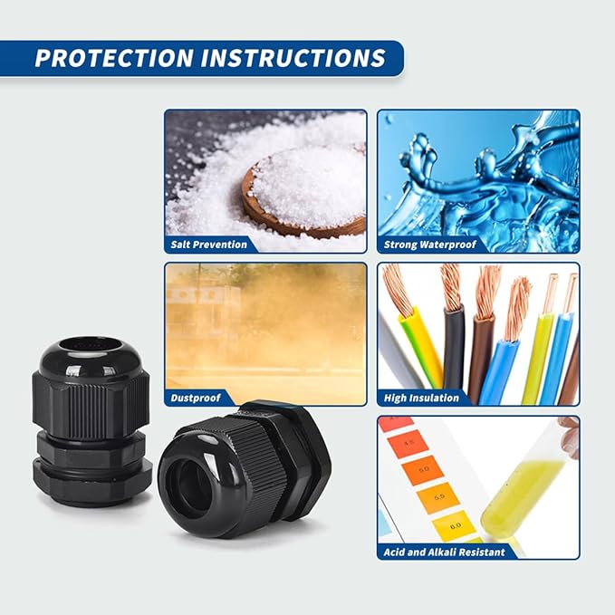 Cable Glands-PENGLIN 10PCS NPT Nylon Cable Connector 1-1/4", 1-1/2'', 1'',2'', Strain Relief Cord Connector With Gaskets, IP68 Waterproof Adjustable Locknut