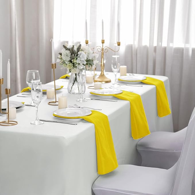 50pcs Polyester Cloth Napkins - 17 x 17 inch Yellow Dinner Washable Napkins with Hemmed Edges for Restaurant/Wedding/Hotel(50,Yellow)
