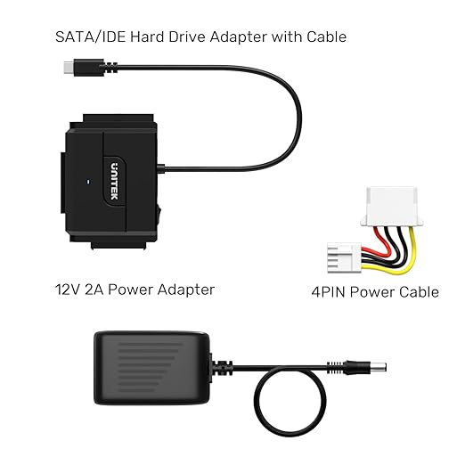 Unitek IDE/SATA to USB C 3.0 Adapter, Universal IDE Hard Drive Little Triangle pro Converter for 2.5"/3.5" Inch IDE and SATA External HDD/SSD, Support 10TB