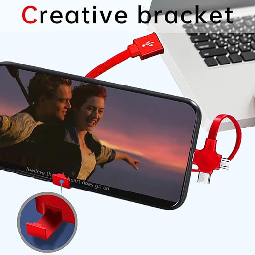 6 Pcs 3 in 1 Retractable Multi Chargers Cable(3.28FT) with USB C/Micro USB/IP and Phone Stand, Festivals and Birthday Gift for Your Family and Friends, Compatible with iPhone/Android/Tablet