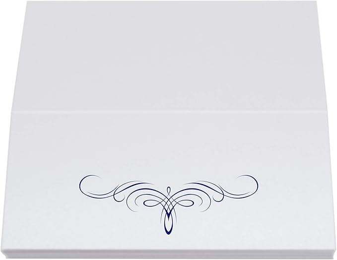 Decadent Flourish Place Cards, Navy (Choose Color), Set of 25, Pre-cut and Scored - Wedding, Party, Dinner, and Special Events - Made in the USA