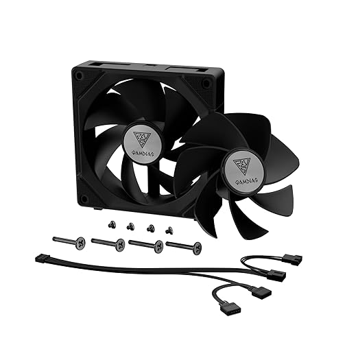 GAMDIAS 120mm ARGB PWM Case Fan, 2 Blades in 1 Fan Pack (Standard & Reverse Blades), Sync with RGB Motherboards, Easy Installation & Cable Management w/Cabless Daisy Chain Design