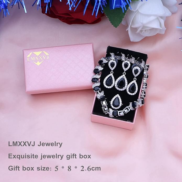 LMXXVJ Teardrop Jewelry Set for Women,Necklace Earrings Adjustable Ring Bracelet Set Fashion Formal Platinum/Gold/Rose Gold Jewelry Gift Girl/Mom/Wife/Grandmother/Best Friend/Aunt