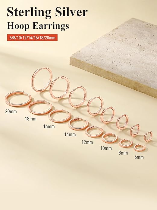 FaithHeart Sterling Silver Hoop Earrings for Women, Hypoallergenic Huggie Hoop Earrings Lightweight Small Cartilage Earrings Hoop Earring Dainty Everyday Earrings 6/8/10/12/14/15/16/18/20mm