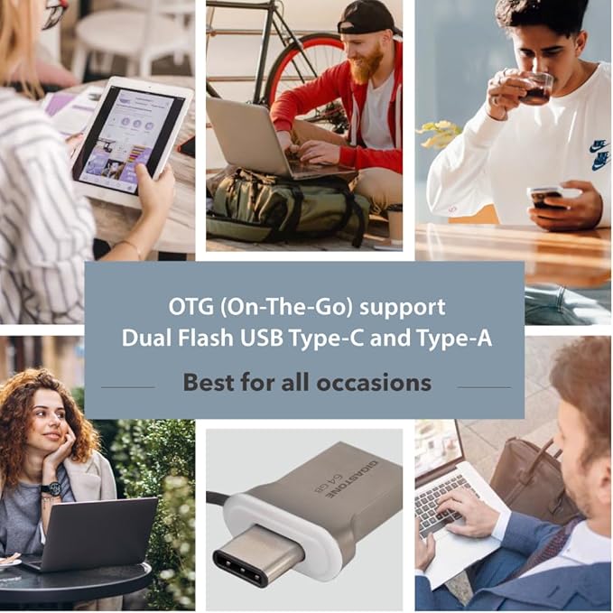 GIGASTONE 128GB Nano Luxus Dual Drive (5 Pack) Z50 USB 3.2 Gen 1, 2-in-1 USB-A & Type-C, 100MB/s Ultra Fast, Cap Design, Metal, Plug & Play for Smartphone/PC/Mac/TV/Car, 2.0/3.0/3.1 Compatible