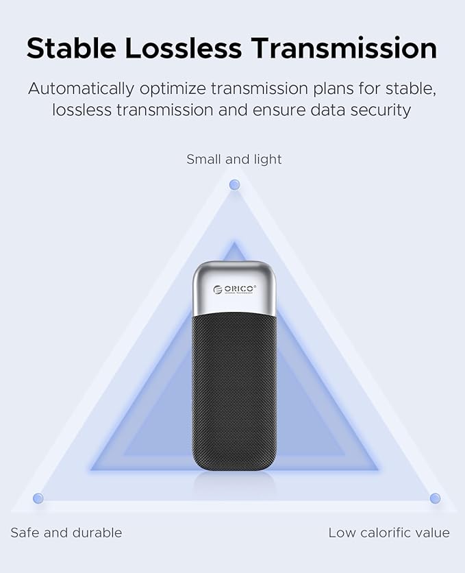 ORICO 512GB Portable SSD, Up to 1050MB/s, Compact with 2 in 1 USB C & A Cable, External Solid State Drives, Reliable Storage for USB C Smartphone, Tablet, PC - M10PRO