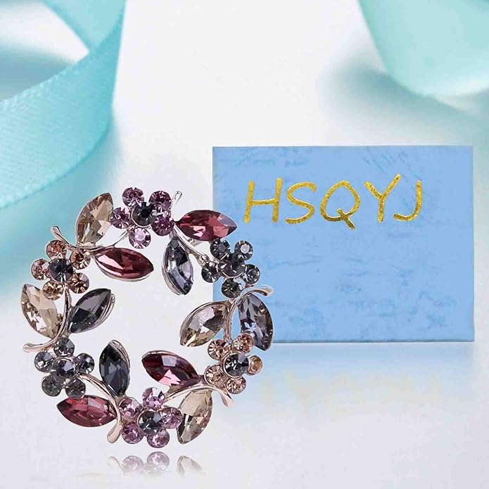 Crystal Pearl Flower Brooches Pins Fashion Beautiful Created Rhinestone Floral Brooch Good Idea for Party Dance Wedding Banquet for Elegant Women Girl