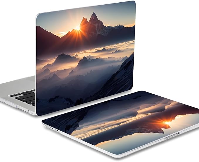 Batianda Design Case for M1 MacBook Air 13 Inch Model A2337 A2179 A1932 2021 2020 2019 Release,3D Painted Landscape Series Hard Shell with Keyboard Cover & Screen Protector, Sunrise