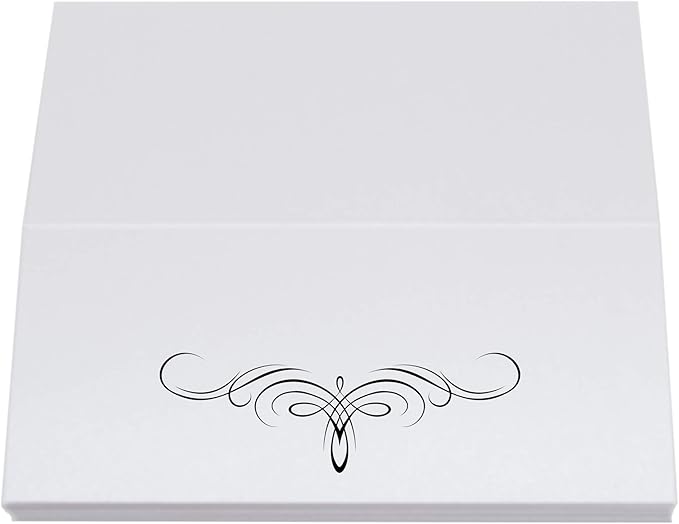 Decadent Flourish Place Cards, Black (Choose Color), Set of 60, Pre-cut and Scored - Wedding, Party, Dinner, and Special Events - Made in the USA