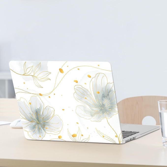 MOSISO Compatible with MacBook Air 13 inch Case 2025 2024 2023 2022 M4 A3240 M3 A3113 M2 A2681, Ink Petals Plastic Hard Shell&Keyboard Cover&Screen Protector for MacBook Air 13.6 inch Case, Green