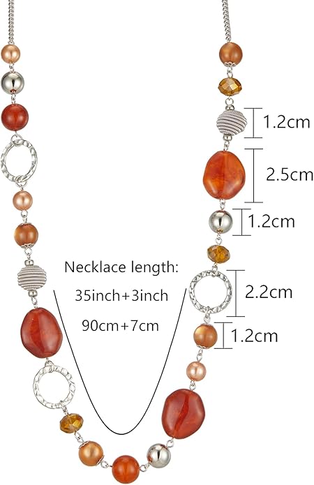 PEARL&CLUB Long Beaded Necklaces For Women - Sweater Chain Fashion Jewelry Necklace Gifts For Women
