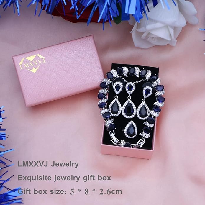 LMXXVJ Teardrop Jewelry Set for Women,Necklace Earrings Adjustable Ring Bracelet Set Fashion Formal Platinum/Gold/Rose Gold Jewelry Gift Girl/Mom/Wife/Grandmother/Best Friend/Aunt