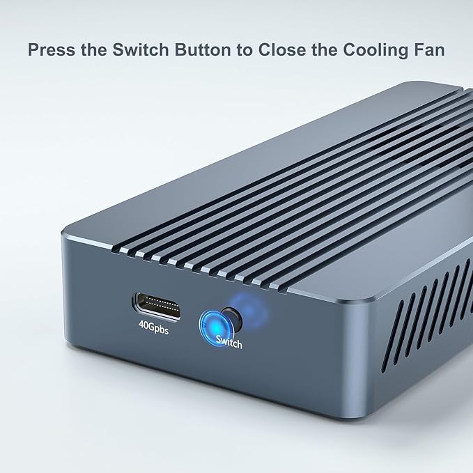 ACASIS 40Gbps M.2 NVMe SSD Enclosure, with Cooling Fan, TBU 405 Pro for M1 M2 Pro/Max, Compatible with Thunderbolt 4/3/USB3.2/3.1/3.0/2.0, M.2 Enclosure Support SSD 2280/2260/2242/2230 B+M M-Key