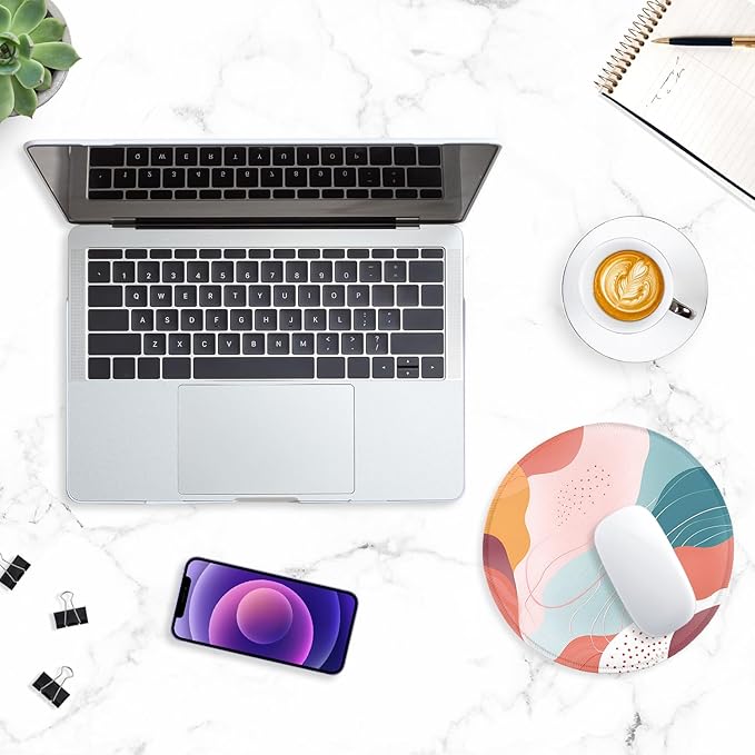 ITNRSIIET Round Mouse Pad with Stitched Edge Premium-Textured Waterproof Non-Slip Rubber Base Desktop Protection Mat Diameter 8.7 inches, Art Style Pattern