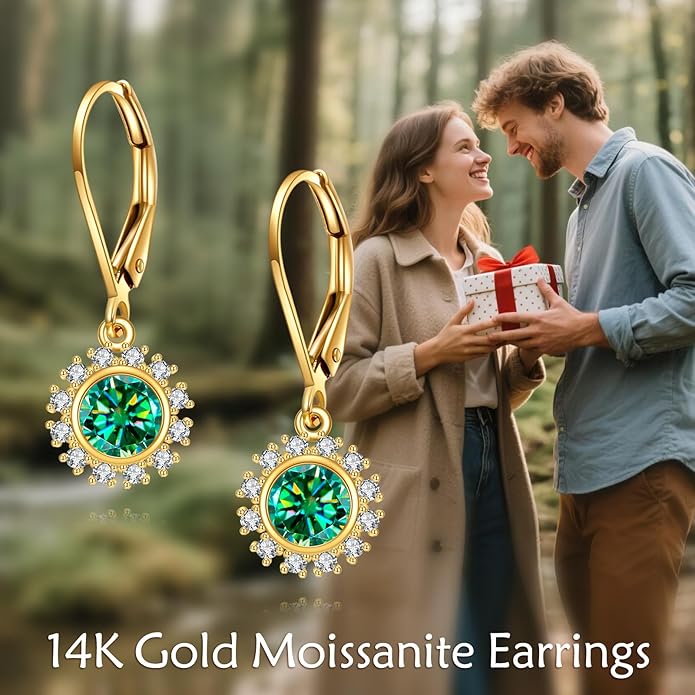 DOVRAN 10K 14K Solid Gold Leverback Earrings for Women Real Yellow Gold Filigree Dangle Earrings Trendy Jewelry Birthday Christmas Gifts for Wife Mom