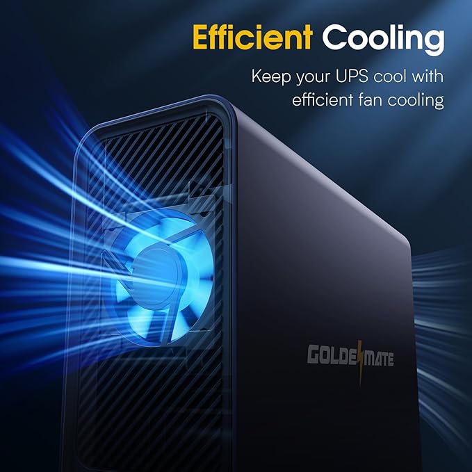 GOLDENMATE 1000VA/800W Lithium UPS Battery Backup and Surge Protector, Sinewave UPS System with LiFePO4 Battery(230.4 Wh), 2025 Upgraded Pro Ver. with Communication Port, 8 Outlets, LCD Display, Gray