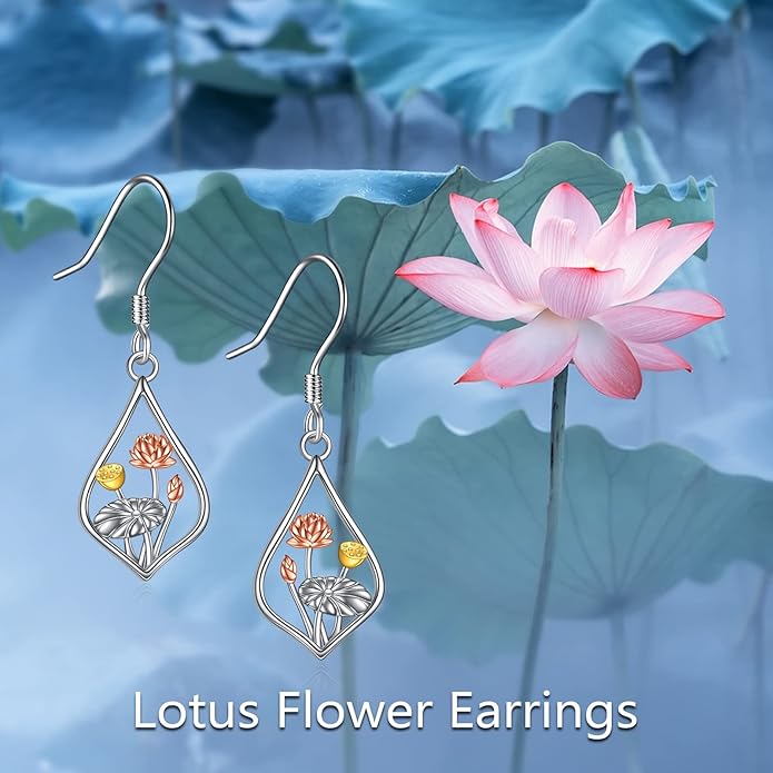 VONALA Flower Earrings for Women 925 Sterling Silver Rose/Lotus/Scottish Thistle/Tulip/Lilac/Mushroom/Pineapple Dangle Drop Earrings Flower Jewelry Gifts for Women Girls Birthday Gifts