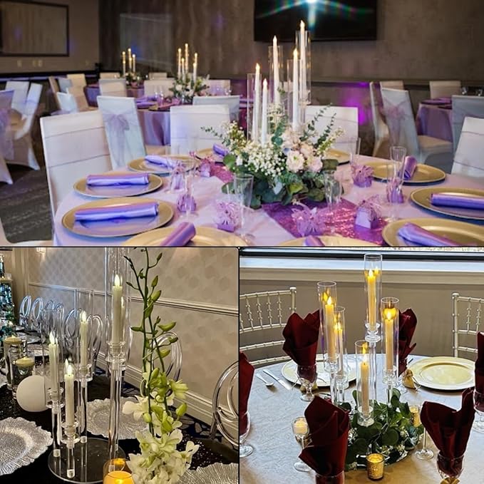5 Arm Acrylic Clear Candelabra Centerpiece for Wedding, Acrylic Candle Stick Holders Candelabra Centerpieces for Tables,Party,Brithday,Baby Shower candelabros para centros de mesa(22Inches)