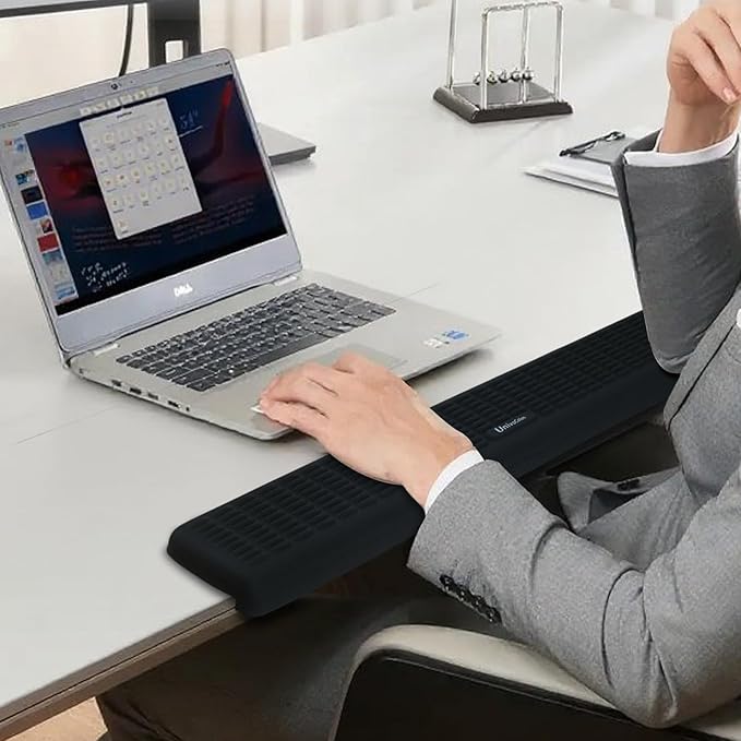 UnivoColors PostureUp L-Shaped Desk Long Wrist Rest Elbow, Non-Slip, Memory Foam, Desk Edge Support, Ergonomic Design for Long-Hour Work (23.6 * 3.9 inch One-Piece Design,Black)