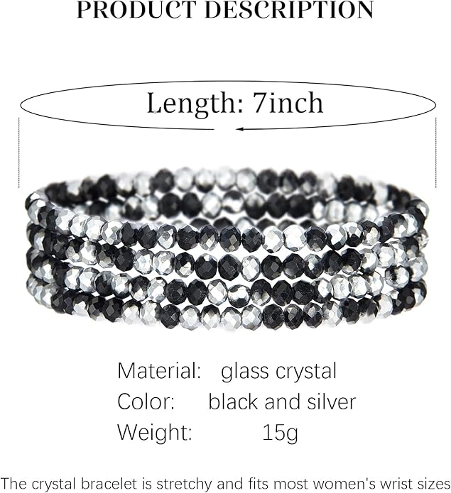 Noessla Beaded Boho Stretch Bracelet Colorful Stackable Crystal Beads Bracelets Trendy Costume Jewelry Mothers Day Gifts for Women