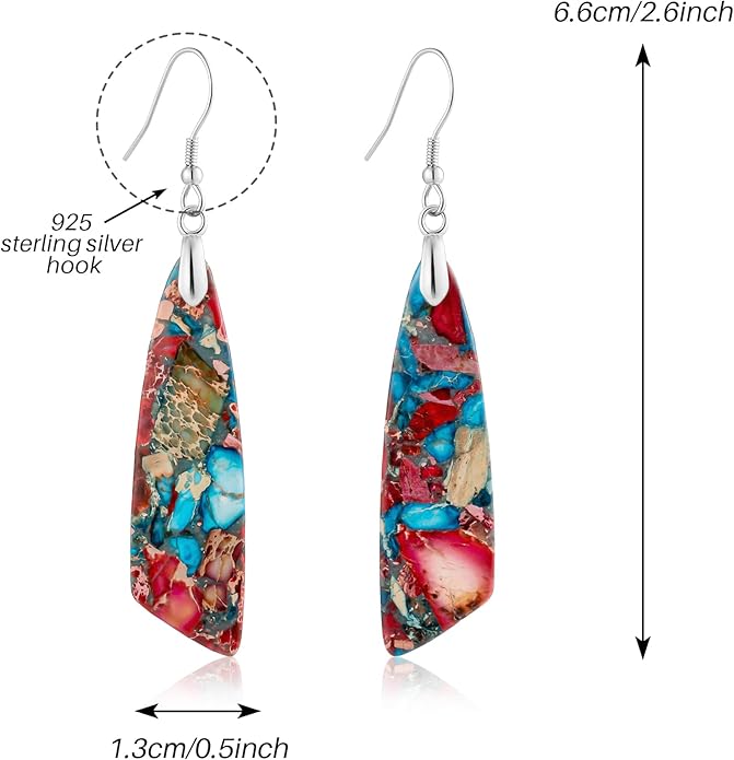 SELOVO Jasper Stone Earrings for Women Trendy Dangle Earrings Fishhook Drop Earrings