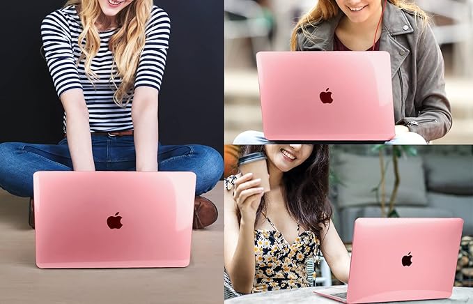 CISSOOK Compatible with MacBook Air 13.6 inch Case Pink 2022 2023 2024 2025 Release A2681 A3113 A3240, Plastic Shell & Keyboard Cover for MacBook Air 13 M4 M3 M2, Clear Pink