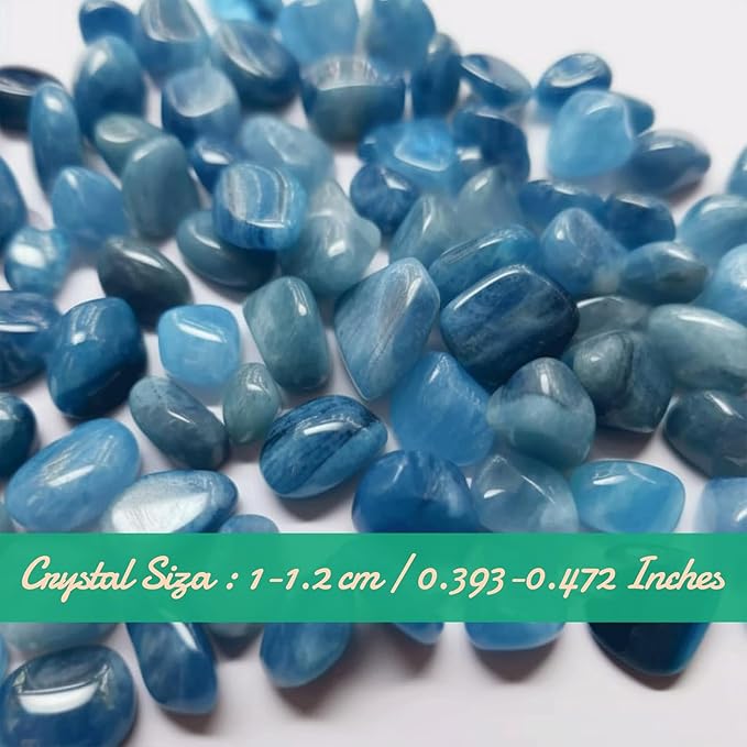 Polished Blue Apatite Crystal Chips Set, 128 Pcs 0.4" inches - Handpicked Tumbled Stones and Crystals Bulk for Healing, Reiki, Meditation, Witchcraft and Home Decor