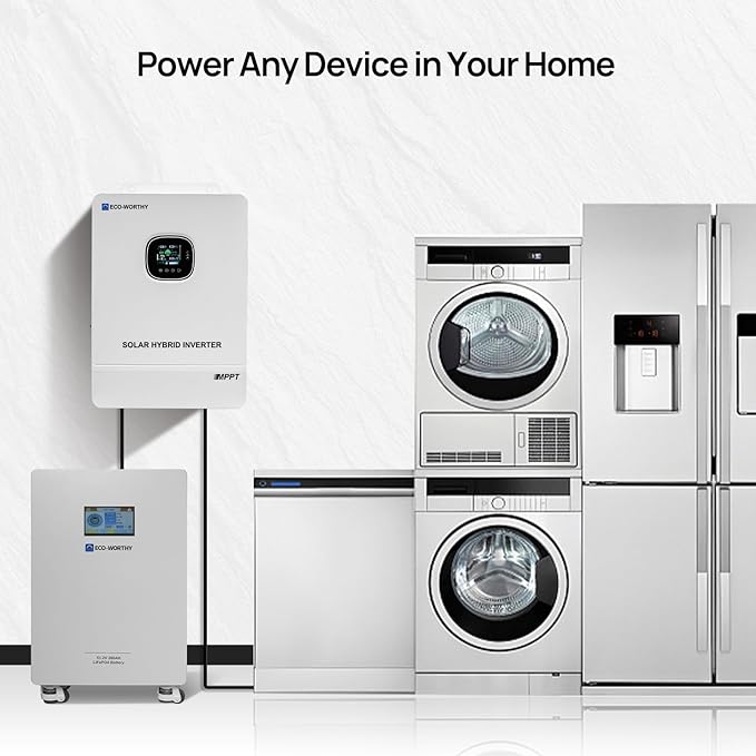ECO-WORTHY Home Power Station Backup Power,14336Wh LiFePO4 Battery Support Communication,10KW Inverter,for Home Backup,Emergency,Solar System Components