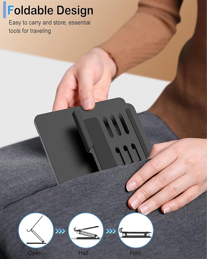 for Samsung Galaxy Z Fold 7 6 5 4 All Fold Smartphones Bluetooth Keyboard and Mouse Set, Portable Travel Keyboard Adjustable Foldable Aluminum Alloy Stand Holder with Pen for 4.7"-8.5" Mini Tablets