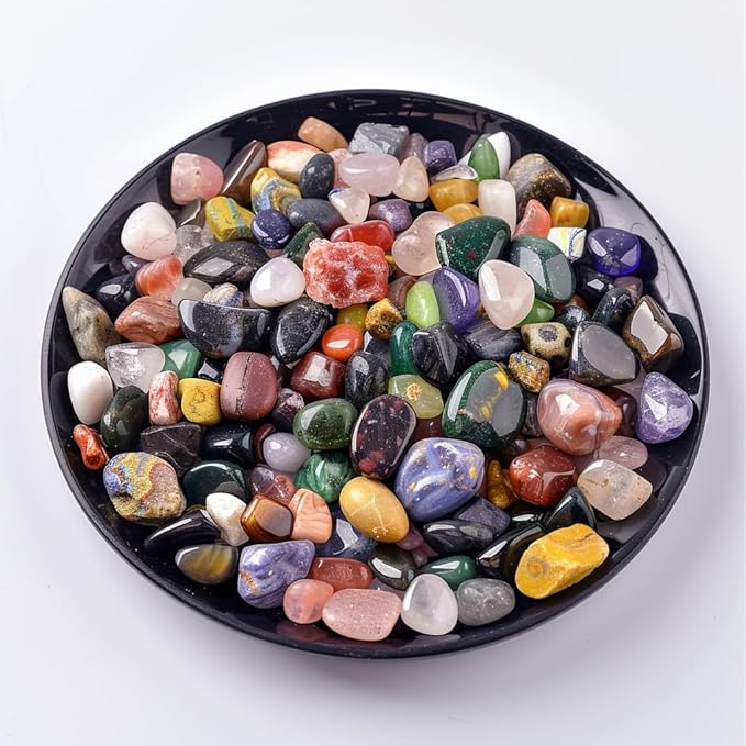 Polished Mixed Crystal Chips 200 Pcs - 0.3" Tumbled Stone Chips Crushed Sea Glass Stones Healing Reiki Crystal Making Home Decoration