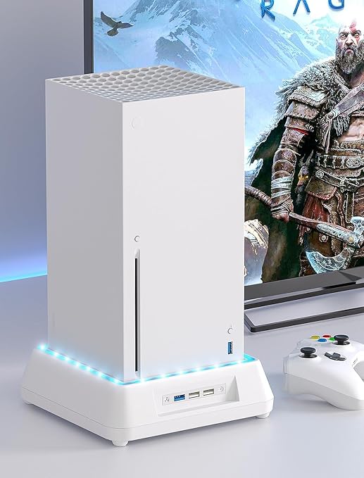 Cooling Fan for Xbox Series X Mviioe Xbox Series X Cooling Stand with LED Indicator, Extra Big Turbo Fan, USB 2.0 Ports, Dust Cover Filters (Only Compatible with Xbox Series x) (White)