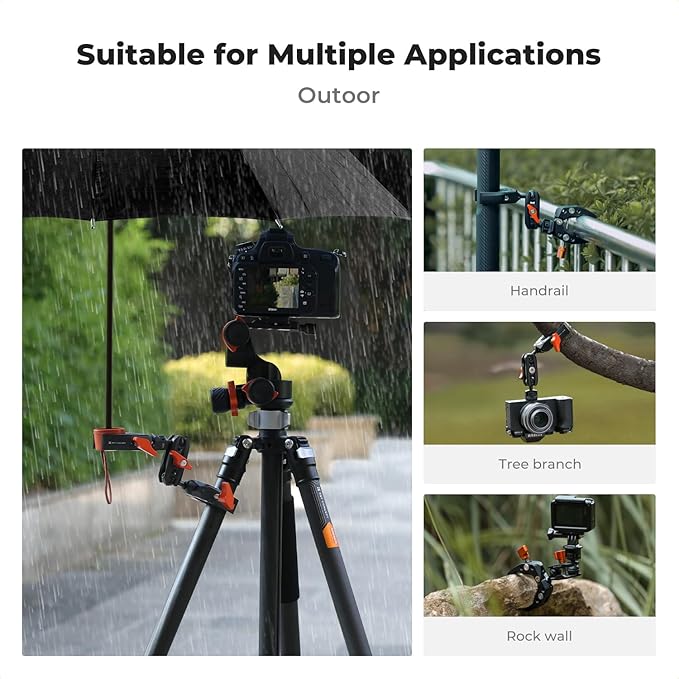 K&F CONCEPT Double Super Clamp Camera Mount with 1/4" Threads Metal Clamp for Chair, Pole, Tripod, Desk, Flag, Umbrella, Motorcycle Mount